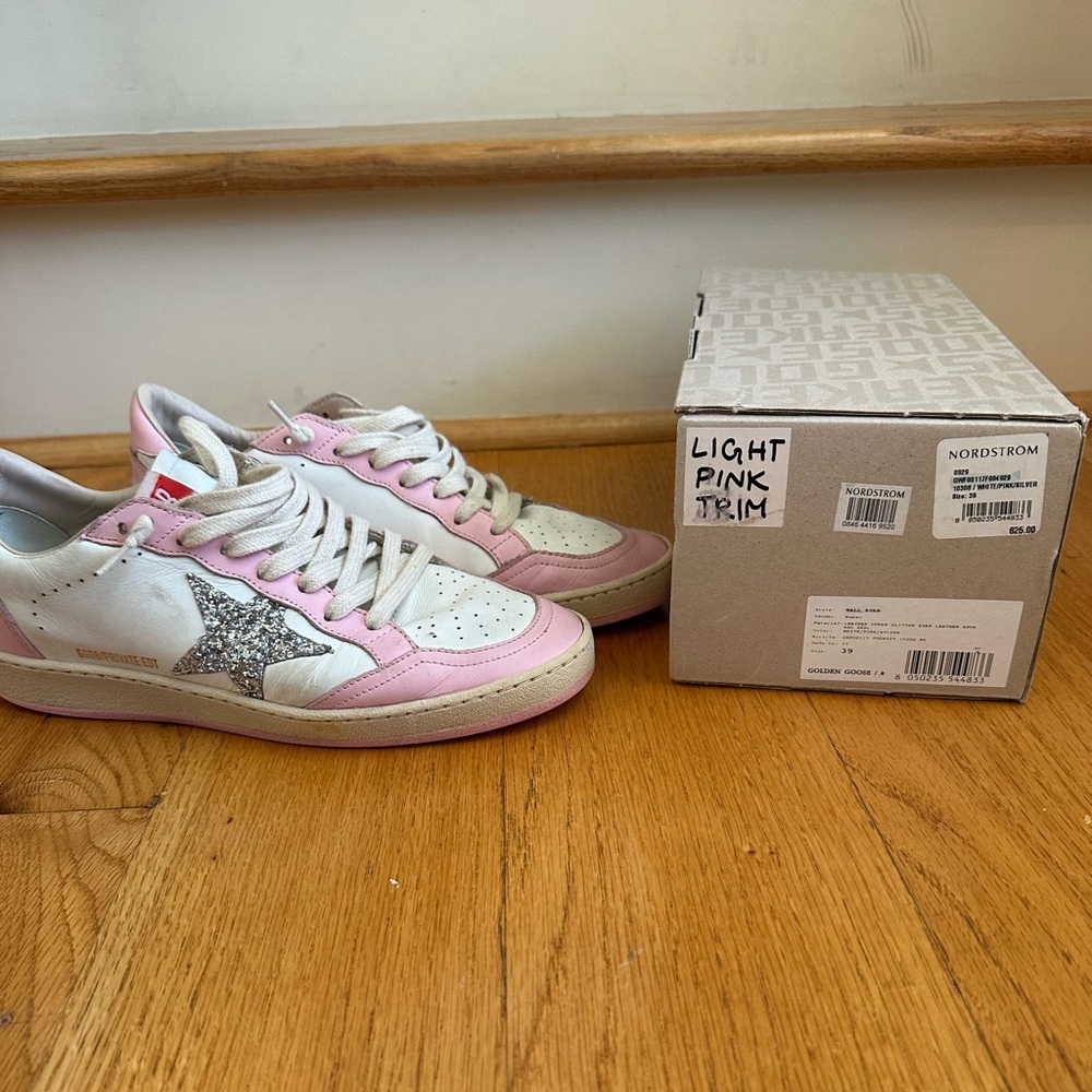Golden Goose Ball star Pink with Silver Glitter size 39